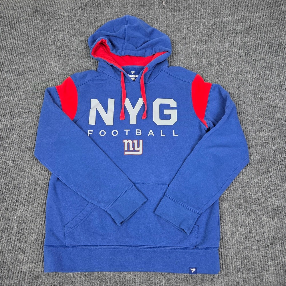Fanatics Mens New York Giants NYG Football Hoodie Blue‎ Red Colorblock Medium